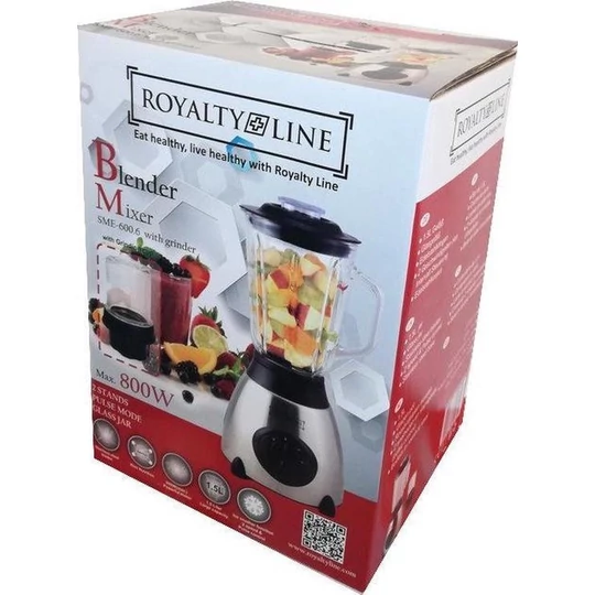 Royalty Line mixér s 1,5 litrovou sklenenou nádobou a nástavcom na mlynček na kávu, 800 W