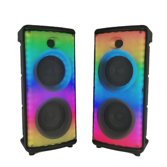 Bluetooth karaoke reproduktor napájaný batériou s mikrofónom, diaľkovým ovládaním a LED svetlami