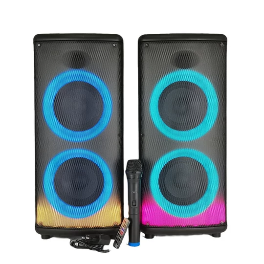Bluetooth karaoke reproduktor napájaný batériou s mikrofónom, diaľkovým ovládaním a LED svetlami