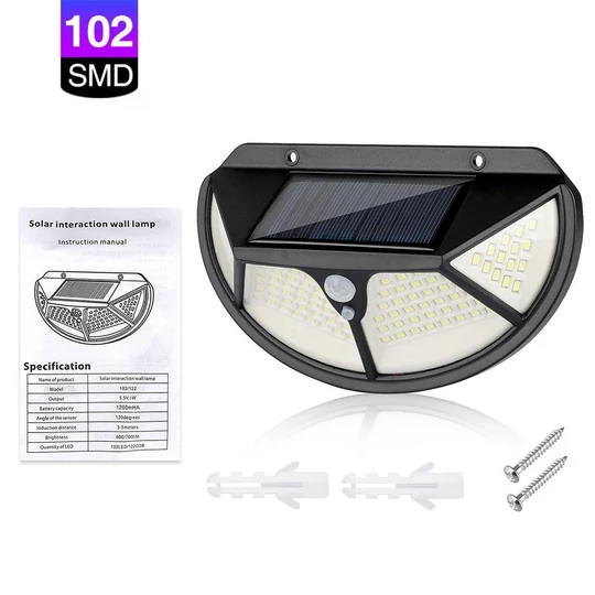 Solárna lampa s detekciou pohybu 102 LED so širokým projekčným uhlom