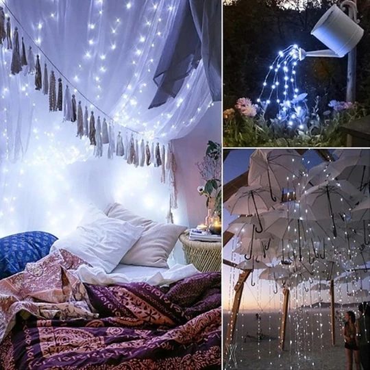 Solárne dekoratívne mikro LED svetelné reťazce, 100 LED, 10 metrov, studená biela