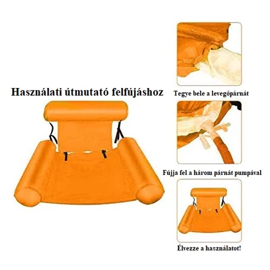 Veľké nafukovacie plávajúce kreslo, kreslo do bazéna - oranžové