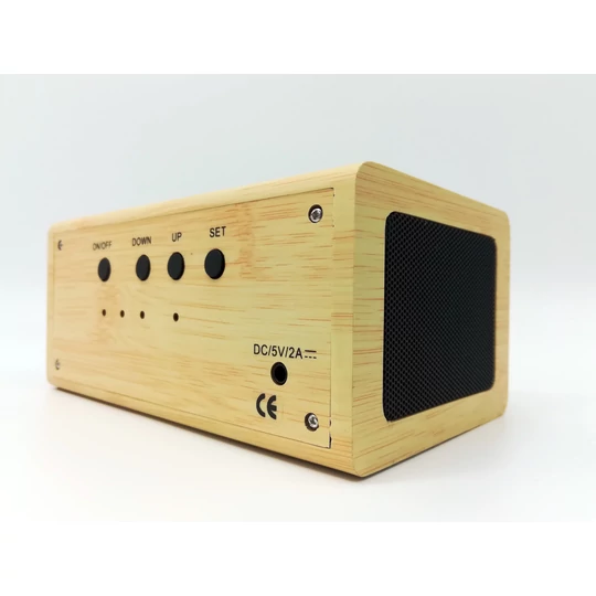 Drevený stereo reproduktor bluetooth s bezdrôtovým nabíjaním, svetlohnedý