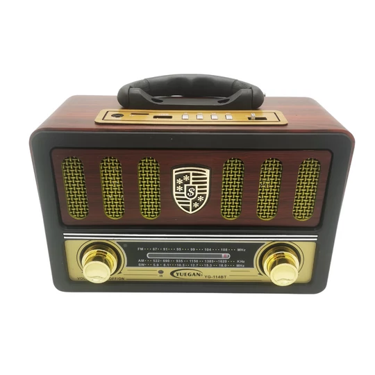 Rádio FM/AM/SW napájané z batérie s pripojením USB a AUX, MP3 prehrávač s diaľkovým ovládaním, tmavohnedá farba