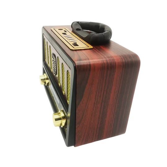 Rádio FM/AM/SW napájané z batérie s pripojením USB a AUX, MP3 prehrávač s diaľkovým ovládaním, tmavohnedá farba