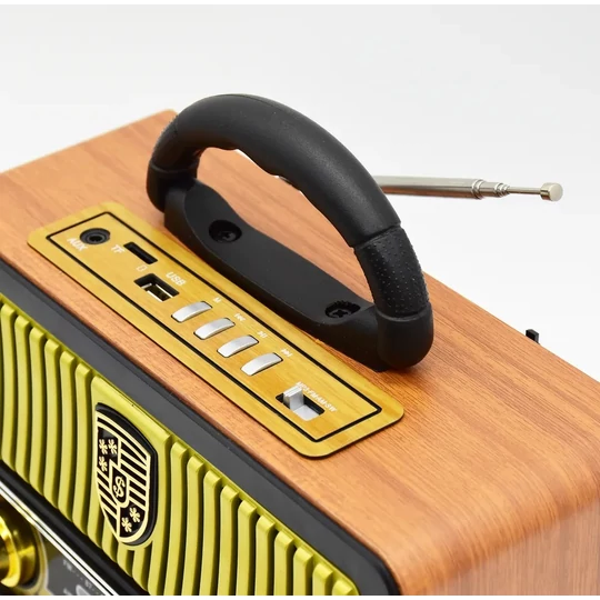 Rádio FM/AM/SW napájané z batérie s pripojením USB a AUX, MP3 prehrávač s diaľkovým ovládaním, svetlohnedá farba