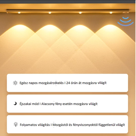 Viacúčelové magnetické svetlo LED so senzorom pohybu a zabudovanou batériou, 60 cm