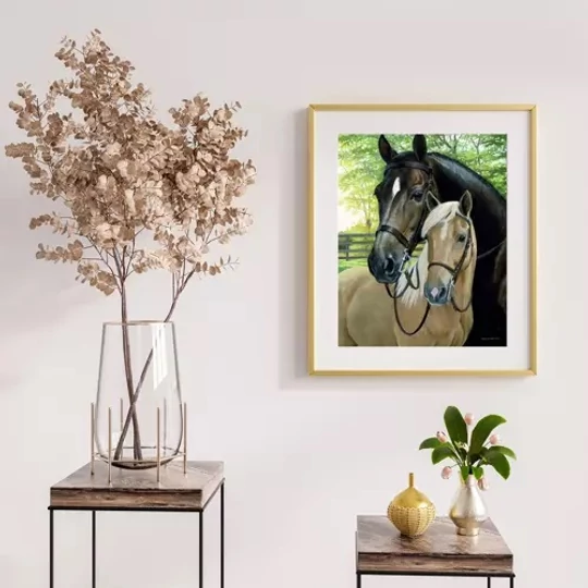 Diamantová mozaiková výšivka, kone, 5 rozmerov, 30 × 40 cm, viacfarebná