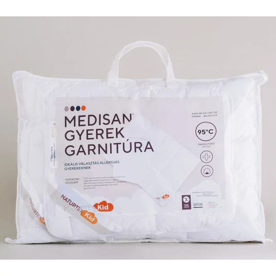 NATURTEX Medisan detská súprava prikrývky a vankúša, 40×50 cm, 90×130 cm, biela, v taške