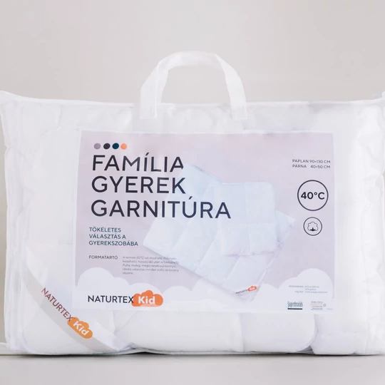 NATURTEX Família detská súprava prikrývky a vankúša, v taške, 38x48, 90x130 cm, biela