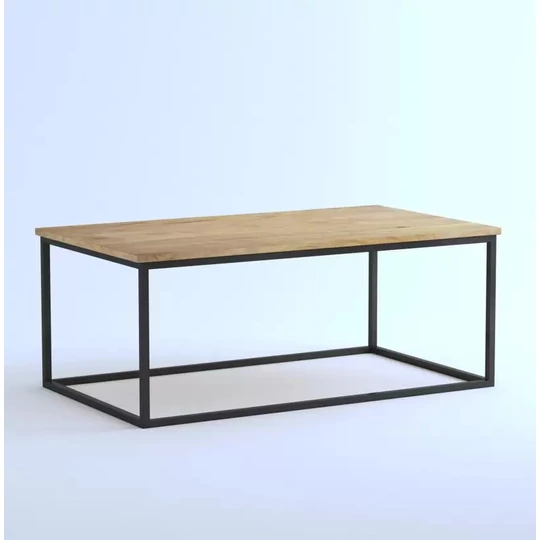Elite Home® Elegantný minimalistický konferenčný stolík s čiernym kovovým rámom a dubovou doskou
