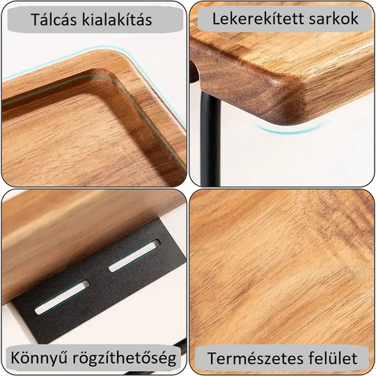 Vertikálny držiak toaletného papiera Elite Home® s držiakom na telefón, svetlý buk a matná čierna oceľ
