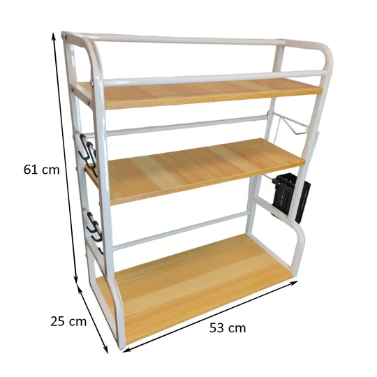 Elite Home® trojstupňová kuchynská organizérska polica s háčikom a držiakom na nože