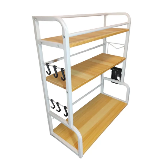 Elite Home® trojstupňová kuchynská organizérska polica s háčikom a držiakom na nože