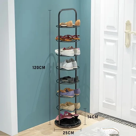 Elite Home® 7-poschodový regál na topánky, oceľový rám, podstavec z umelého kameňa, čierny 