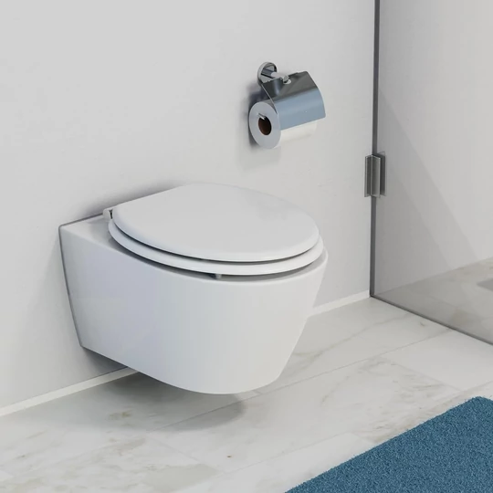 WC sedadlo Elite Home® MDF s funkciou proti kondenzácii, pomaly sa zatvárajúci poklop, kovové pánty, biele