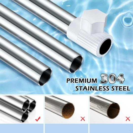 Elite Home® teleskopická sprchová polička 100–260 cm, 4-policová kúpeľňová úložná jednotka s vešiakom na uteráky a háčikom