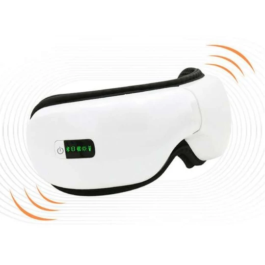 Prenosný, inteligentný masážny prístroj na oči s technológiou bluetooth, s funkciou zahrievania a hudbou, biely