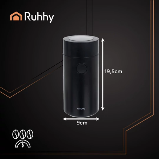 Elektrický mlynček na kávu s výkonom 150 W, kapacitou 50 g, dvoma nožmi a priehľadným vekom, čierny