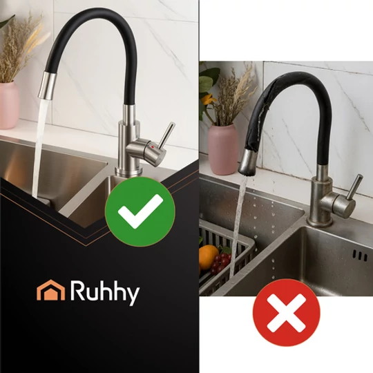 Flexibilný stojací kuchynský batériový kohútik s 360° flexibilnou silikónovou hadicou, nastaviteľnou výškou výtoku, INOX batériou a perlátorom