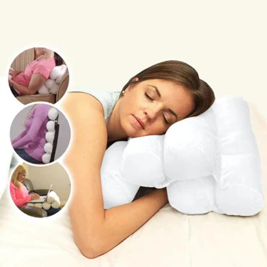 Ergonomický vankúš, podpora chrbta a krku, 8 polôh, 100 % hypoalergénny, biely
