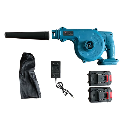 Bezdrôtový fúkač lístia a vysávač Kiyoshi s 2 batériami 128 V, zberným vakom a predlžovacou rúrkou