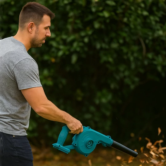 Bezdrôtový fúkač lístia a vysávač Kiyoshi s 2 batériami 128 V, zberným vakom a predlžovacou rúrkou