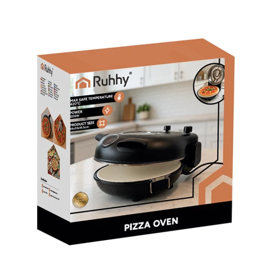 Kompaktná elektrická pec na pizzu s 5 stupňami teploty, okienkom, keramickou doskou na pizzu a príslušenstvom