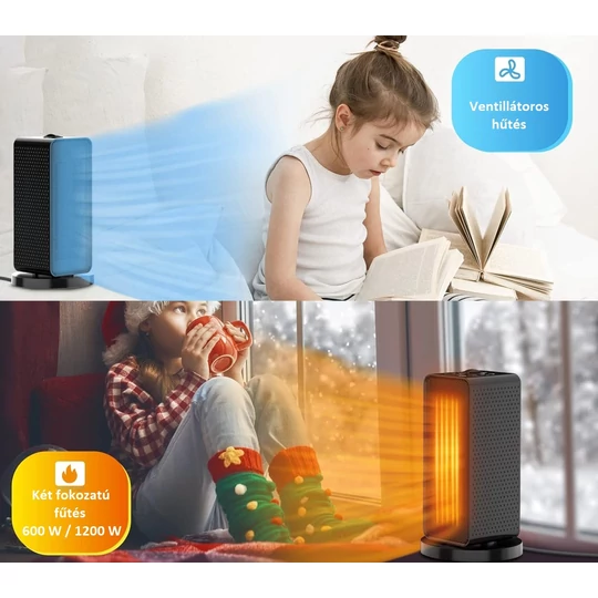 Stolný sálavý ohrievač, ventilátor s oscilačnou funkciou, 1200 W