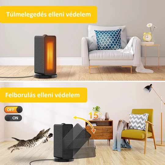 Stolný sálavý ohrievač, ventilátor s oscilačnou funkciou, 1200 W