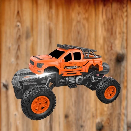 Rádiom riadené terénne pretekárske auto, 1:16, so svetelnými efektmi, funkcia driftovania v teréne, oranžové