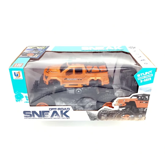 Rádiom riadené terénne pretekárske auto, 1:16, so svetelnými efektmi, funkcia driftovania v teréne, oranžové