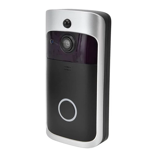 Inteligentný zvonček WiFi so zabudovanou kamerou, bezdrôtový, čierno-strieborný
