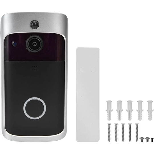 Inteligentný zvonček WiFi so zabudovanou kamerou, bezdrôtový, čierno-strieborný