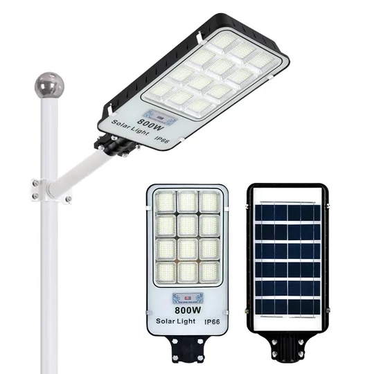 Solárne LED osvetlenie ulíc a dvorov s krytím IP66, snímač pohybu + diaľkové ovládanie - 800W