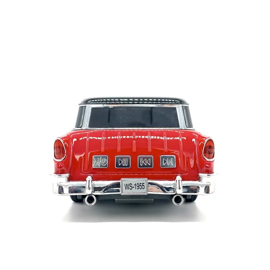 WSTER 1955 Reproduktor Bluetooth v tvare Chevrolet Nomad, port USB, slot na kartu TF, červený