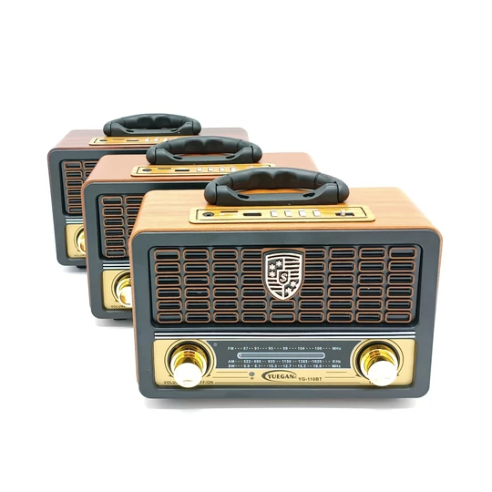 Rádio FM/AM/SW napájané z batérie s pripojením USB a AUX, MP3 prehrávač s diaľkovým ovládaním, svetlohnedá farba
