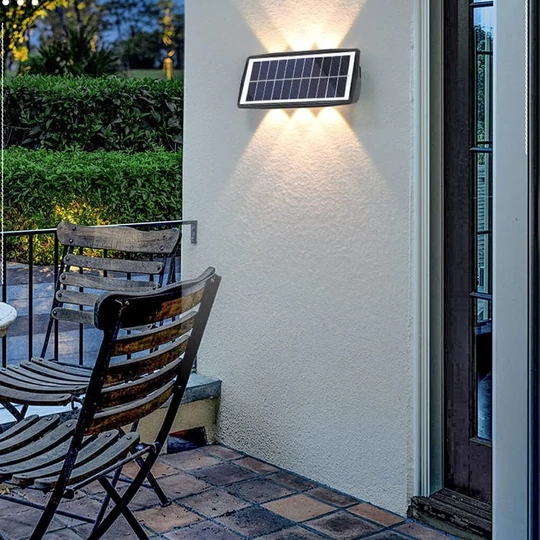 Nástenná, vonkajšia, solárne napájaná, dobíjateľná LED lampa, 8 LED