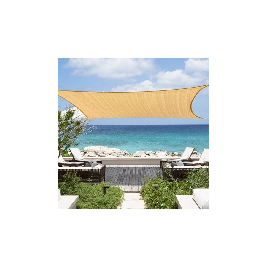 Slnečná plachta - tienenie na terasu, balkón a záhradný štvorec 3x4 m v pieskovej farbe - polyester (vodeodolný)