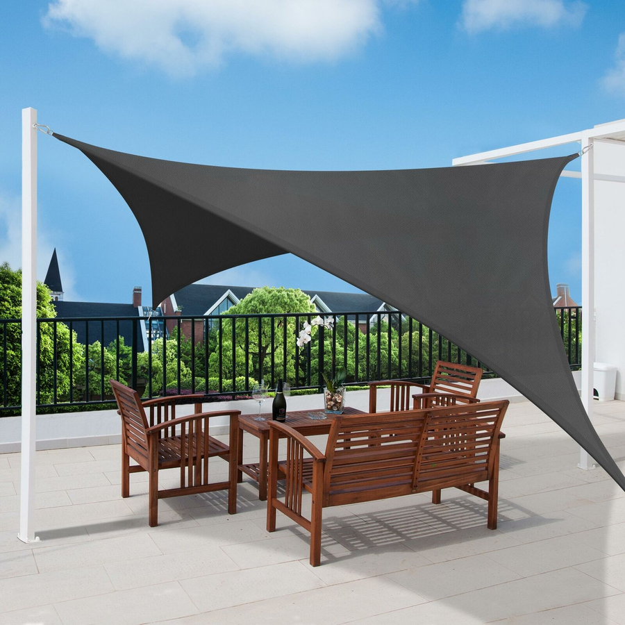 Slnečná plachta - tienidlo na terasu, balkón a záhradu štvorcová 5x5 m grafitovo sivá - polyester (nepremokavá)