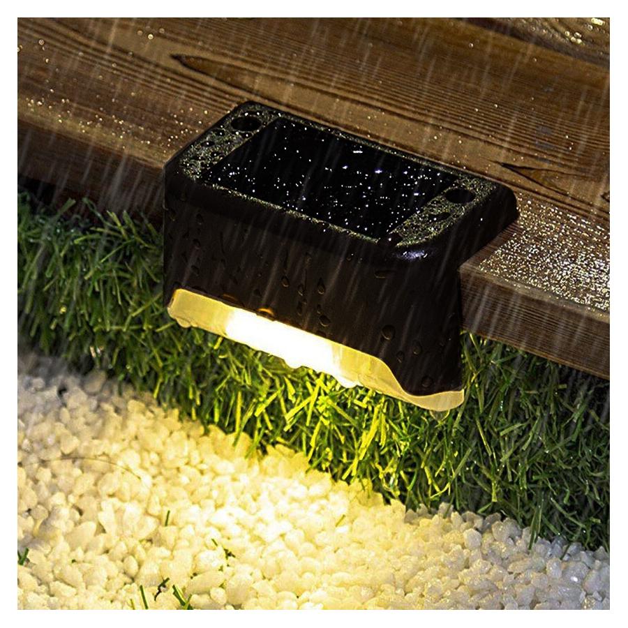 Solárne svetlo na schody alebo zábradlie, vodotesné, 4 ks, čierne