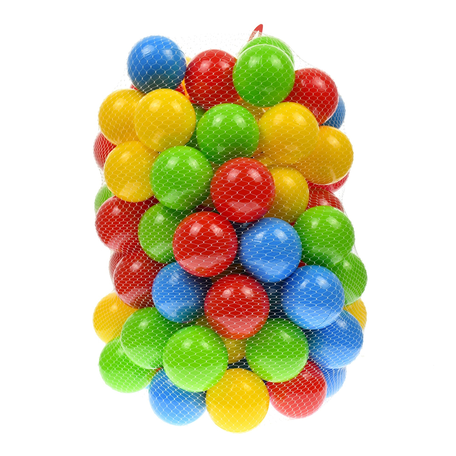 Plastové loptičky v jasných farbách, do hracieho stanu, ohrádky, 6,5 cm, sada 100 loptičiek v sieti