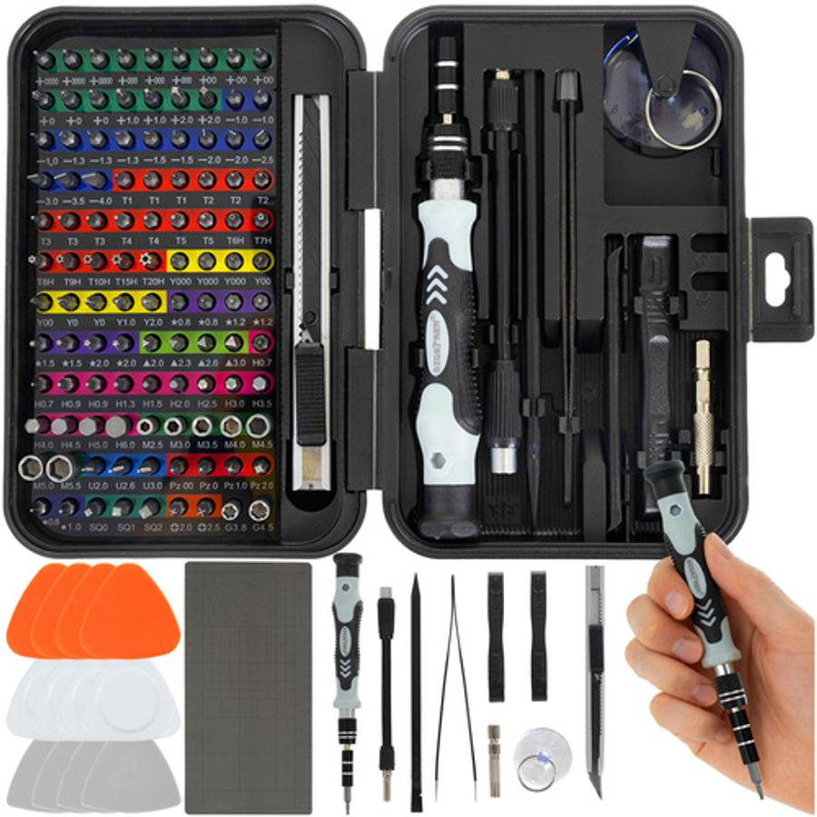 Sada presných skrutkovačov v kufríku s náhradnými bitmi a ďalším príslušenstvom, sada 133 v 1, skrutkovače Torx