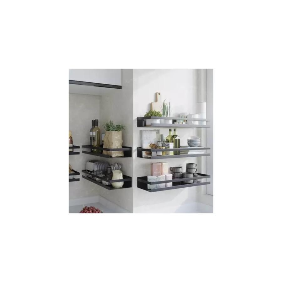 Kúpeľňová polička, kuchynská polička 50 cm, nerezová oceľ, čierna