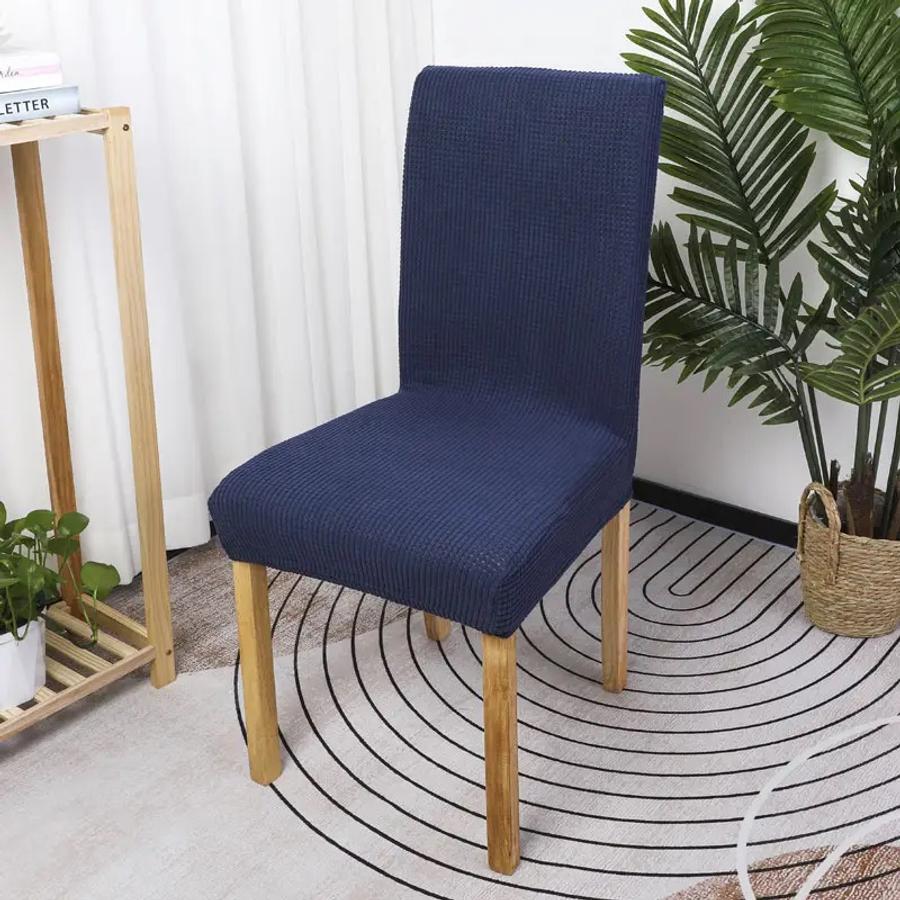 Pružný, elastický poťah na jedálenskú stoličku, chránič stoličky, odolný, umývateľný 1ks, modrý