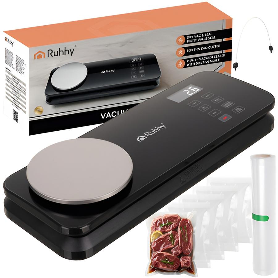 2 v 1 kuchynský vákuový zvárač, výkon 120 W, 6 prevádzkových režimov, LCD displej, vstavaný rezák