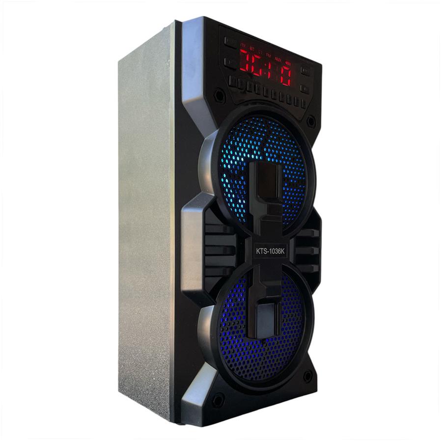 Batériový FM rádio Bluetooth reproduktor s digitálnym displejom, microSD, USB, 2x5W, čierny