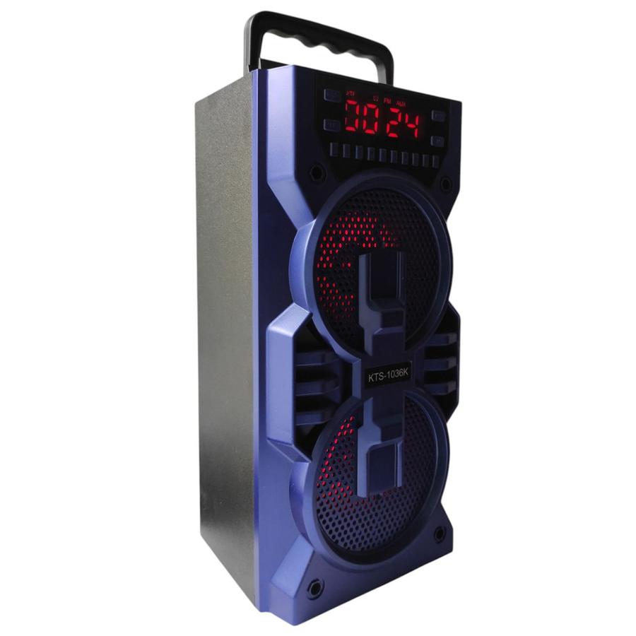 Batériový FM rádio Bluetooth reproduktor s digitálnym displejom, microSD, USB, 2x5W, modrý