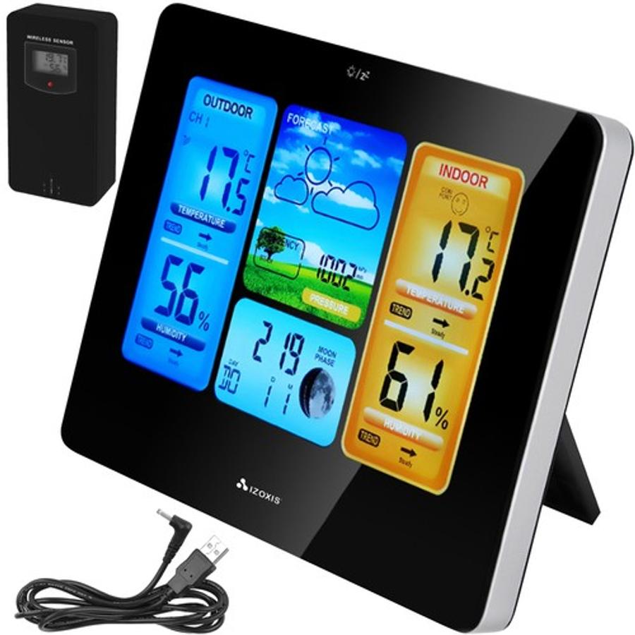 Meteostanica s predpoveďou počasia, farebným LCD displejom, vonkajším senzorom