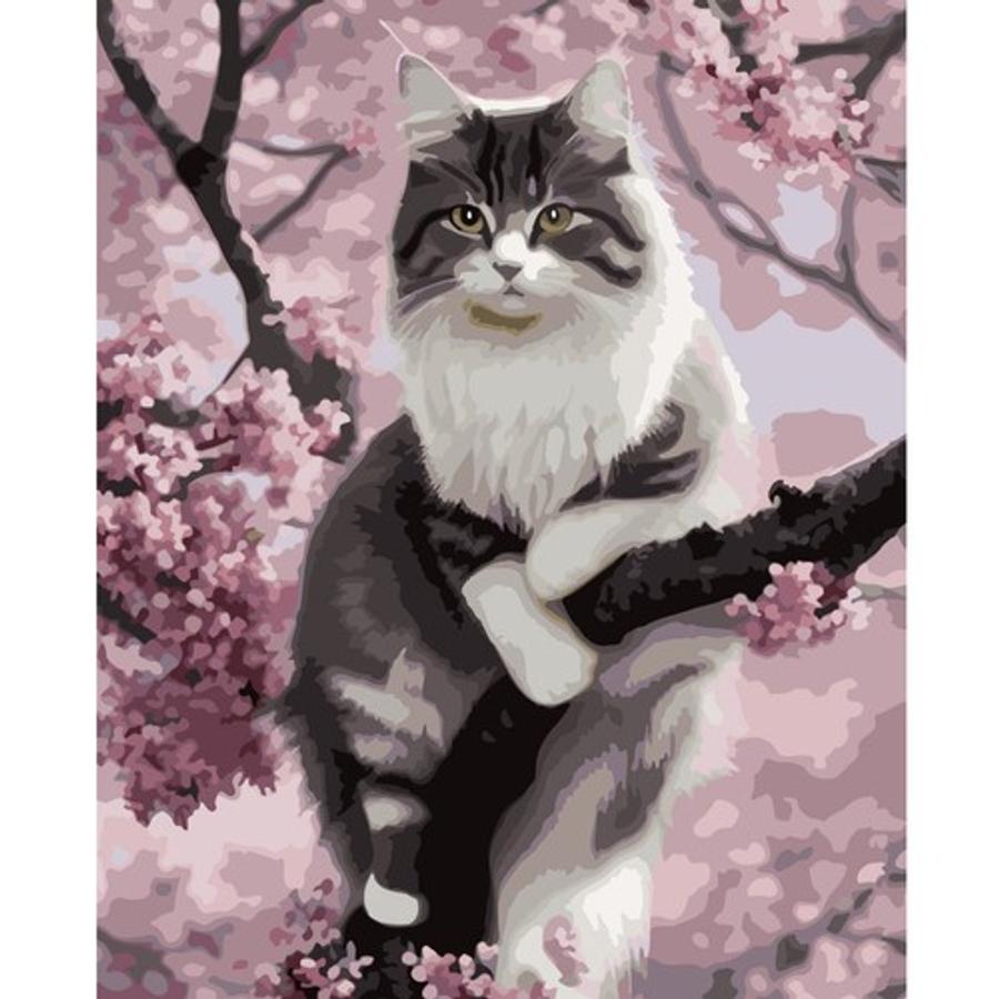 Súprava maliarov čísel s dreveným rámom, 40 × 50 cm, so vzorom mačičky